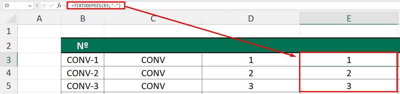 Função TEXTODEPOIS no Excel