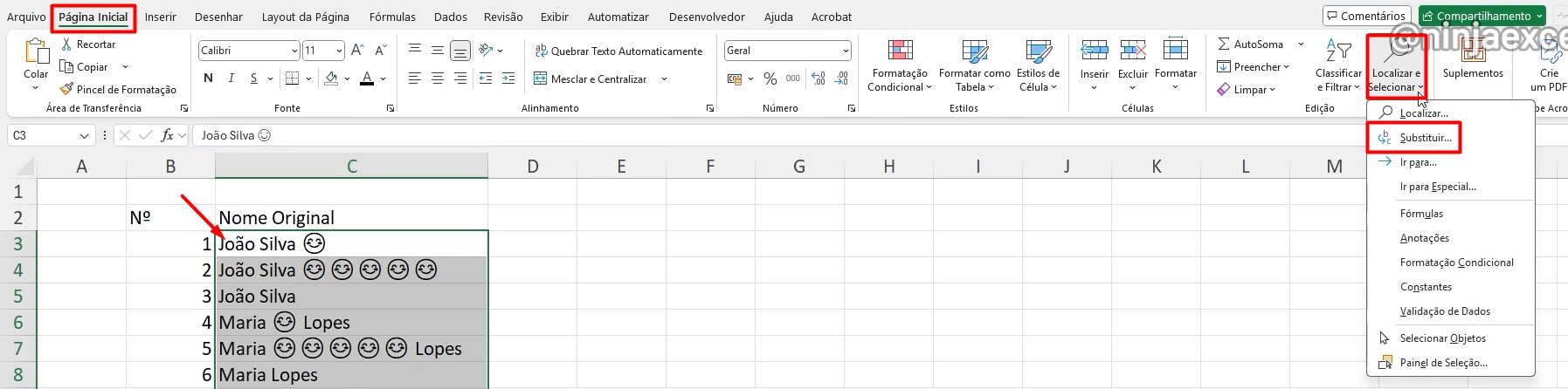 Substituindo Valores no Excel