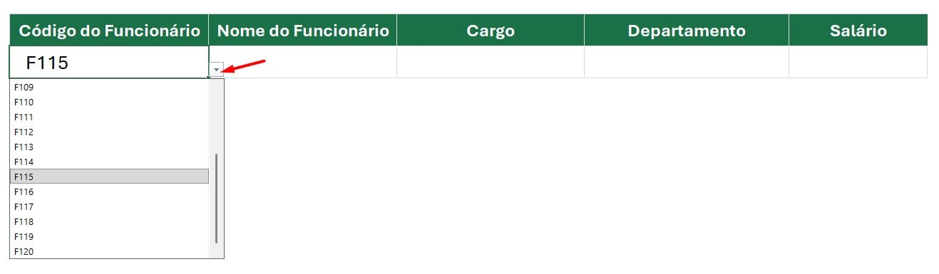 Dados para Localizar com o PROCV no Excel