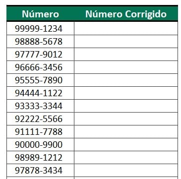 Lista com Números de Telefone no Excel