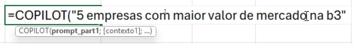 Aplicando a Função COPILOT no Excel