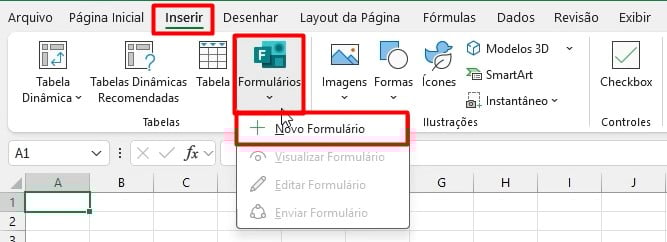 Criando um Formulário no Excel