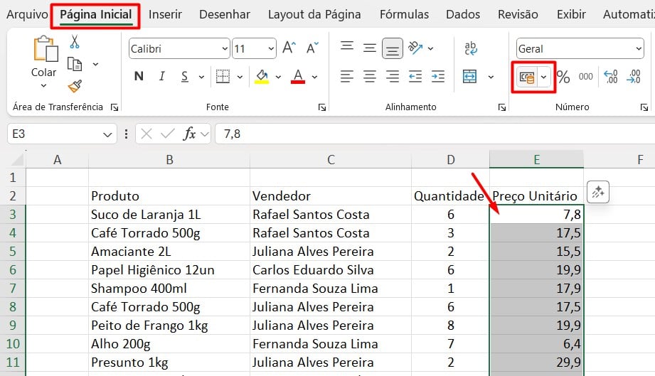 Formatando Valores no Excel