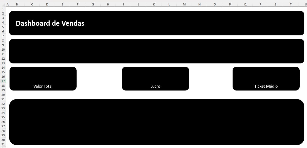 Layout de Dashboard de Vendas no Excel