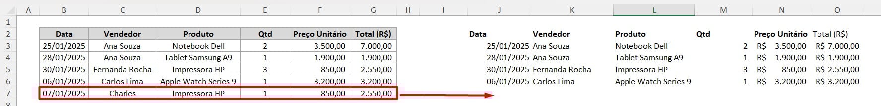 Acrescentando Dados na Tabela Original no Excel