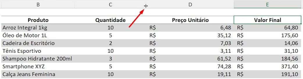 Ajustando o Tamanho das Colunas no Excel