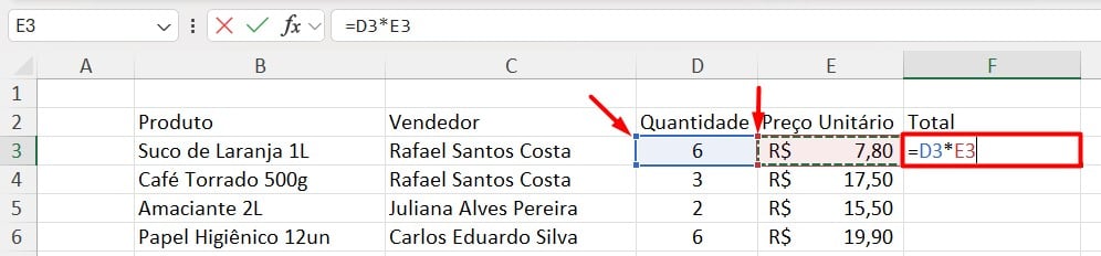 Multiplicando Valores no Excel