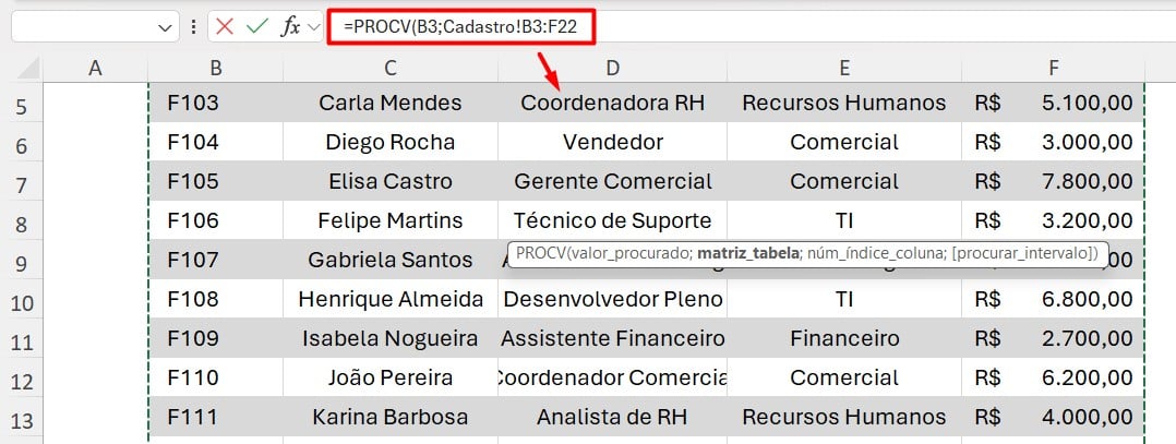 Função PROCV com Duas Planilhas no Excel