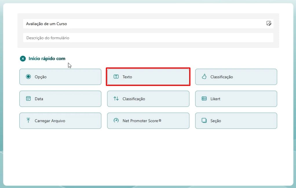 Registrando Perguntas no Formulário do Excel