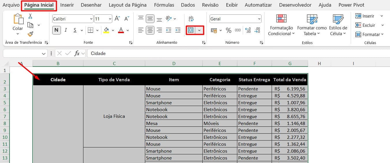 Retirando Células Mescladas no Excel