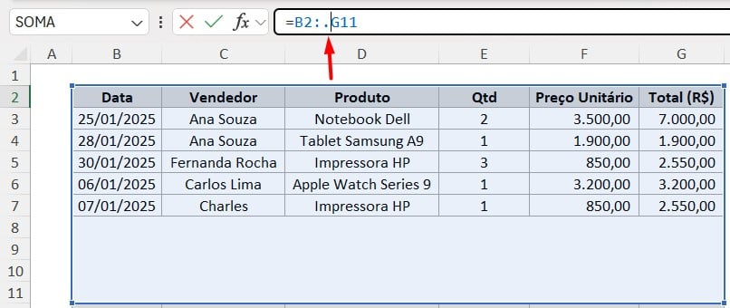 Acrescentando um Ponto no Intervalo de Dados no Excel