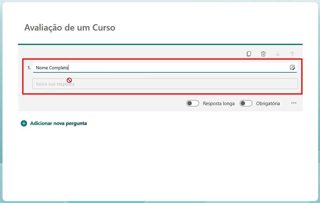 Registrando Perguntas no Formulário do Excel