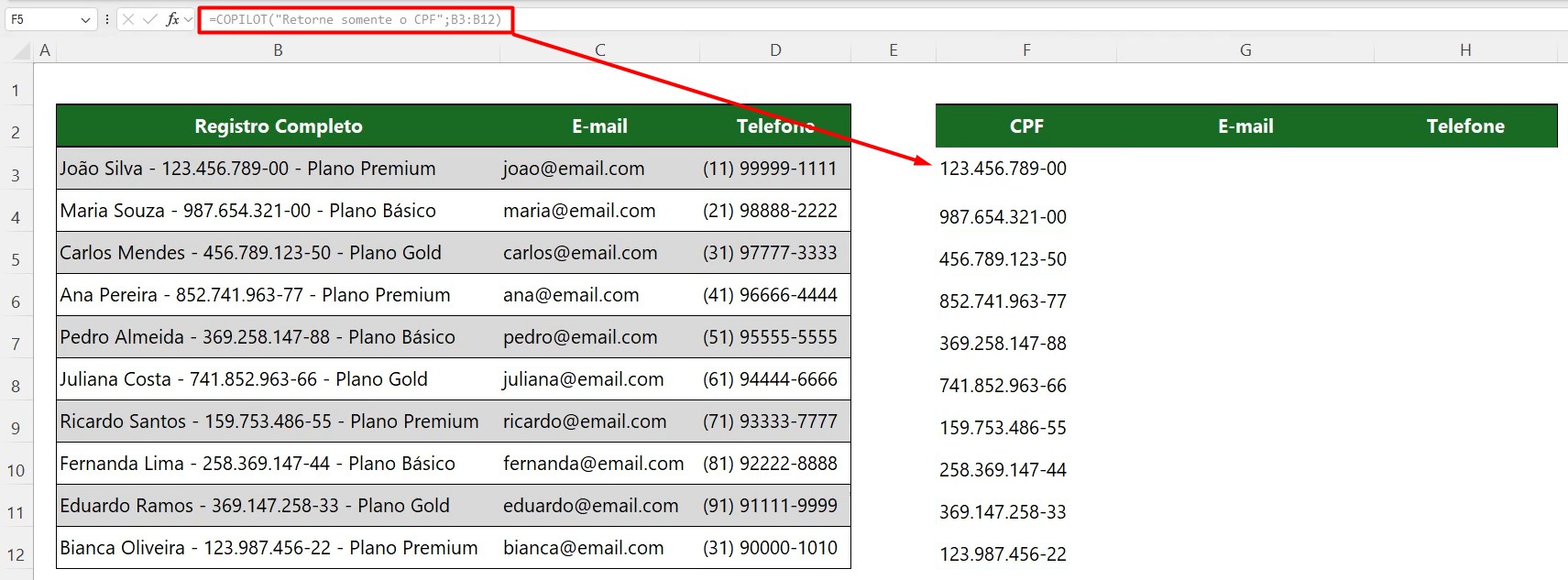 Função COPILOT para Busca de Dados no Excel