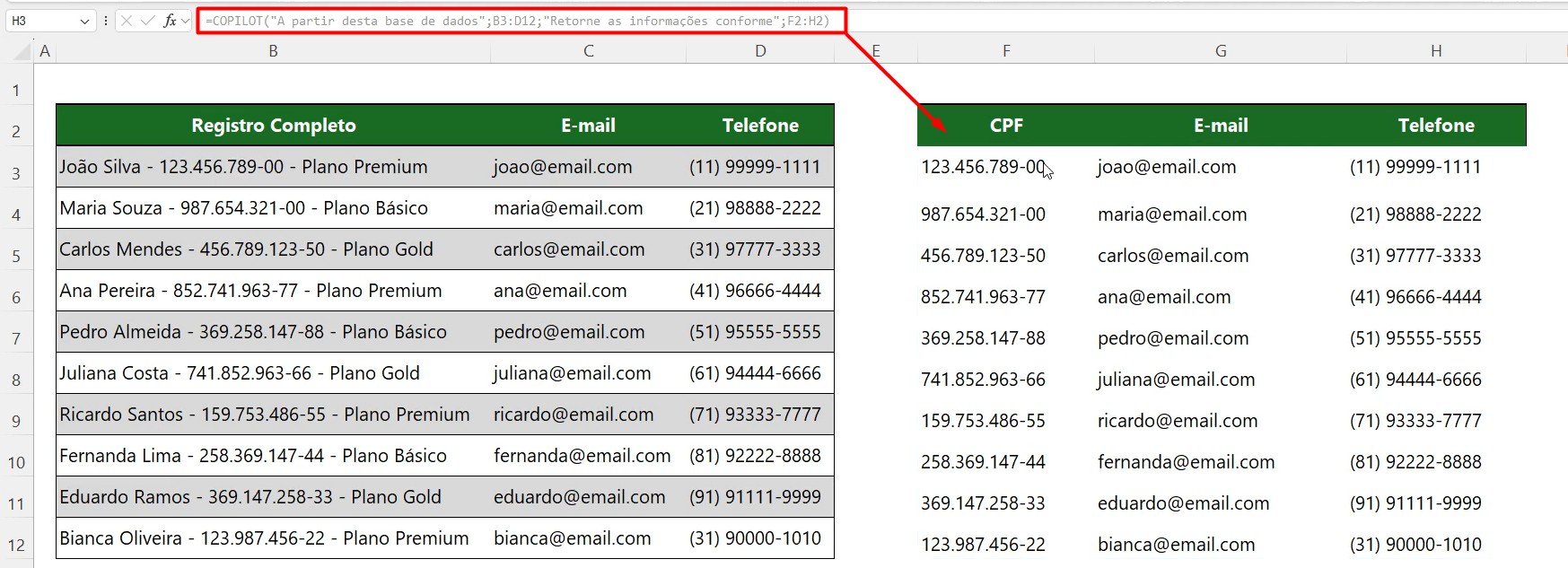 Função COPILOT para Busca de Dados no Excel