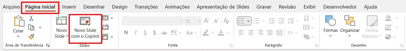 Gerando Novo Slide com o Copilot no PowerPoint