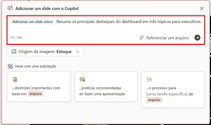 Gerando Novo Slide com o Copilot no PowerPoint