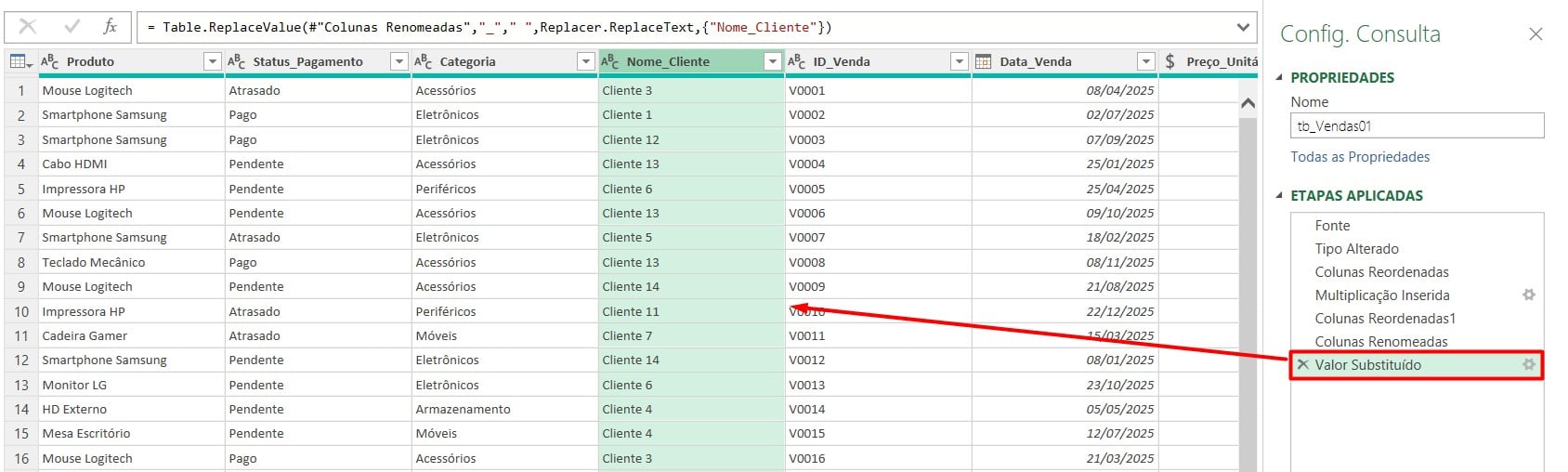 Valores Substituídos no Power Query