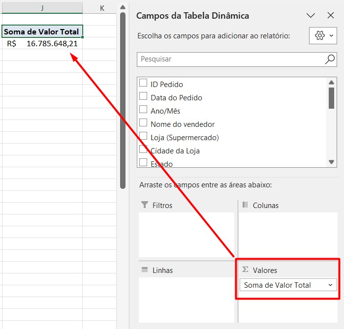 KPI Total no Excel
