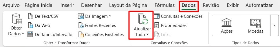 Atualizando Dados no Excel