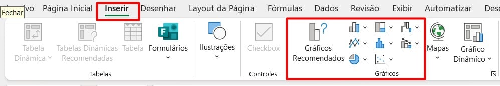 Opções de Gráficos no Excel