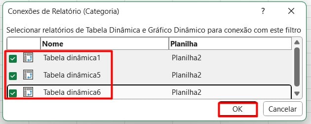Criando Conexões de Relatórios na Segmentação no Excel