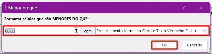 Formatação Condicional em Horas Extras no Excel