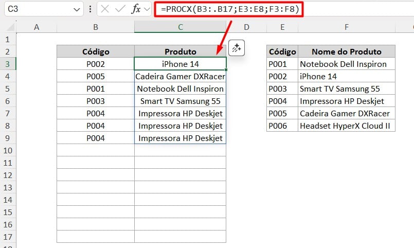 Intervalo com Ajustes na Função PROCX no Excel