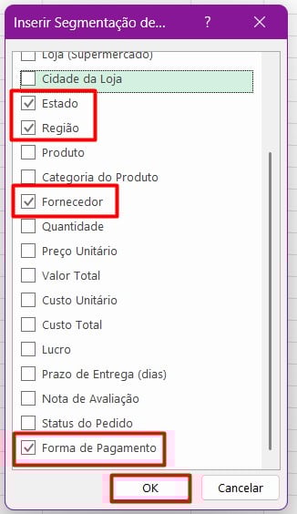 Inserindo Segmentação de Dados n Excel