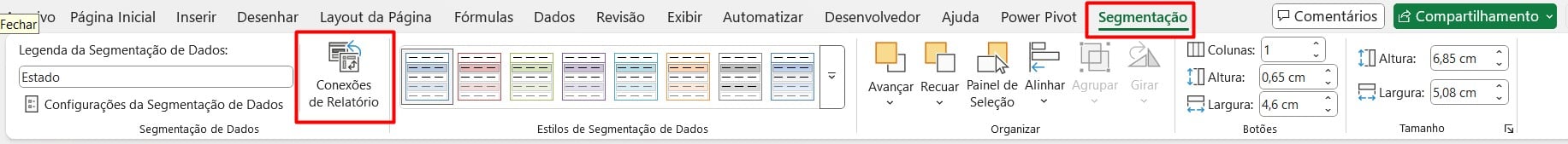 Conectando Relatórios nas Segmentações no Excel