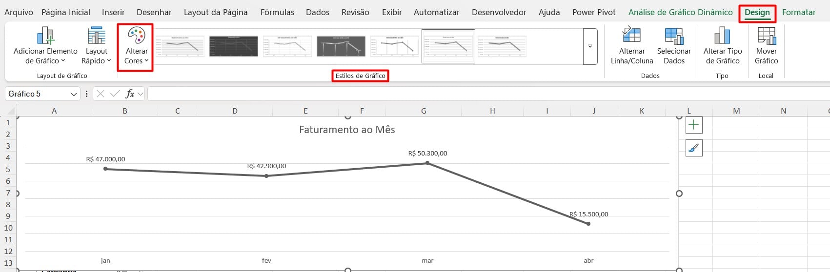 Personalizando Gráfico de Linhas no Excel