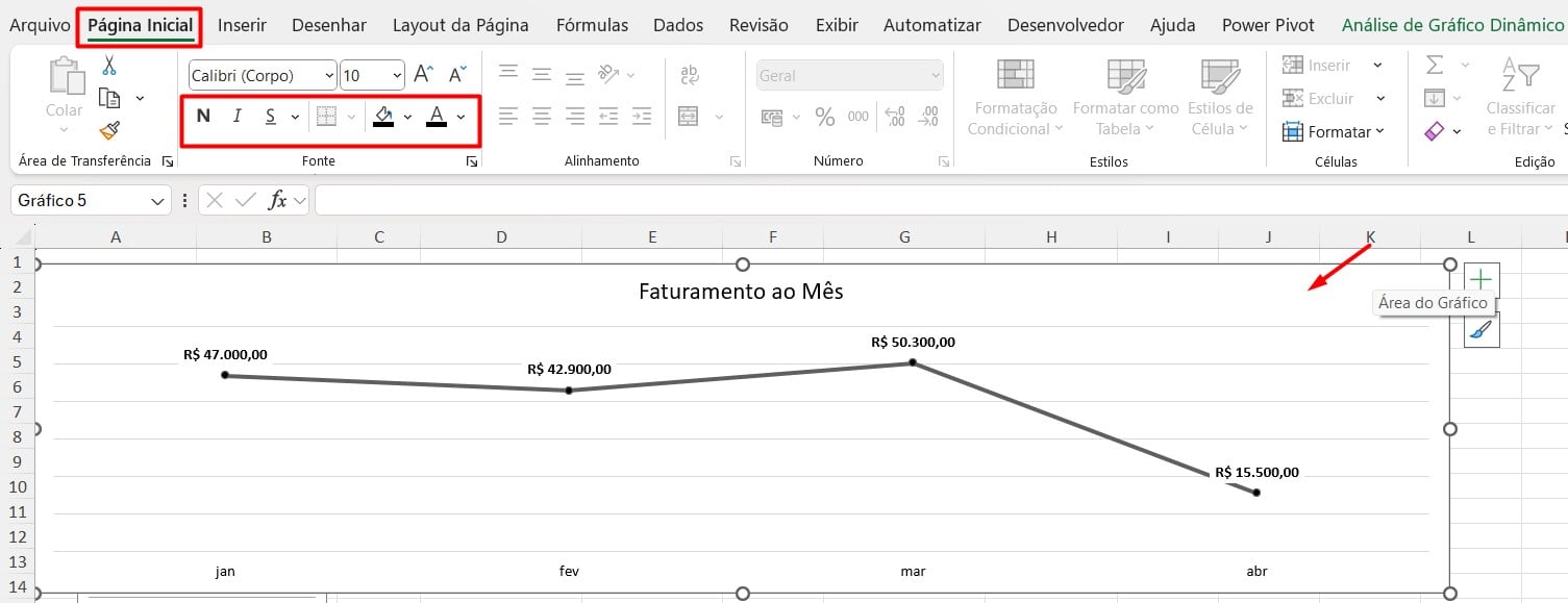 Personalizando Gráfico de Linhas no Excel
