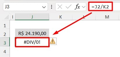 Erro de Divisão no Excel