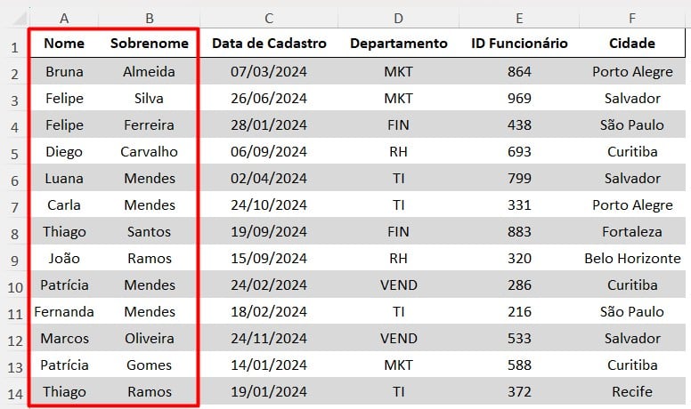 Base de Dados de Registro de Colaboradores no Excel