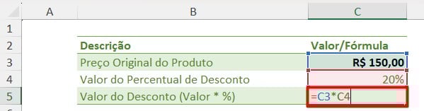 Valor do Produto com Desconto no Excel