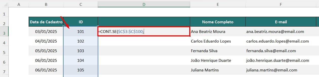 Aplicando Função CONT.SE no Excel