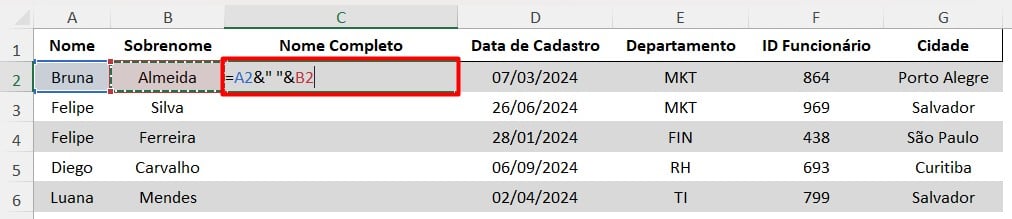 Concatenando Dados no Excel