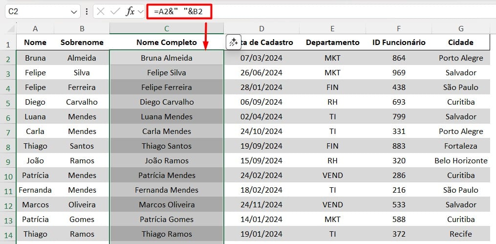 Concatenando Dados no Excel