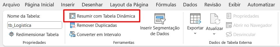 Criando Tabela Dinâmica no Excel