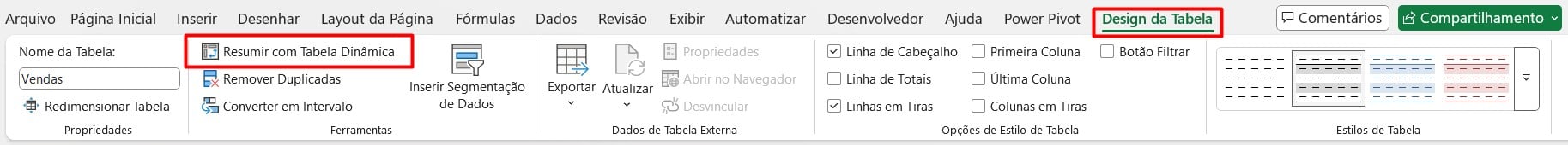Resumindo Dados da Tabela com Tabela Dinâmica no Excel