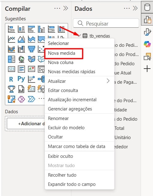 Criando Nova Medida no Power BI