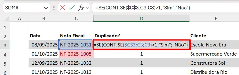 Função SE e CONT.SE no Excel