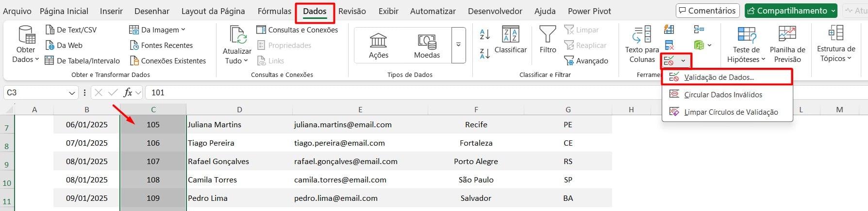Validação de Dados no Excel