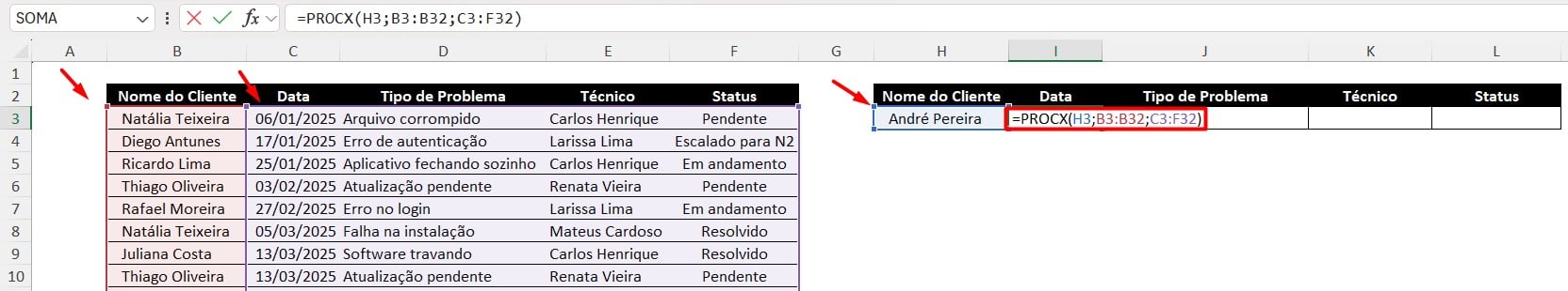 Aplicando a Função PROCX no Excel