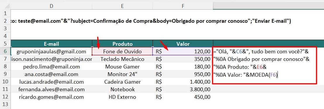 Criando Mensagem Automática no Excel