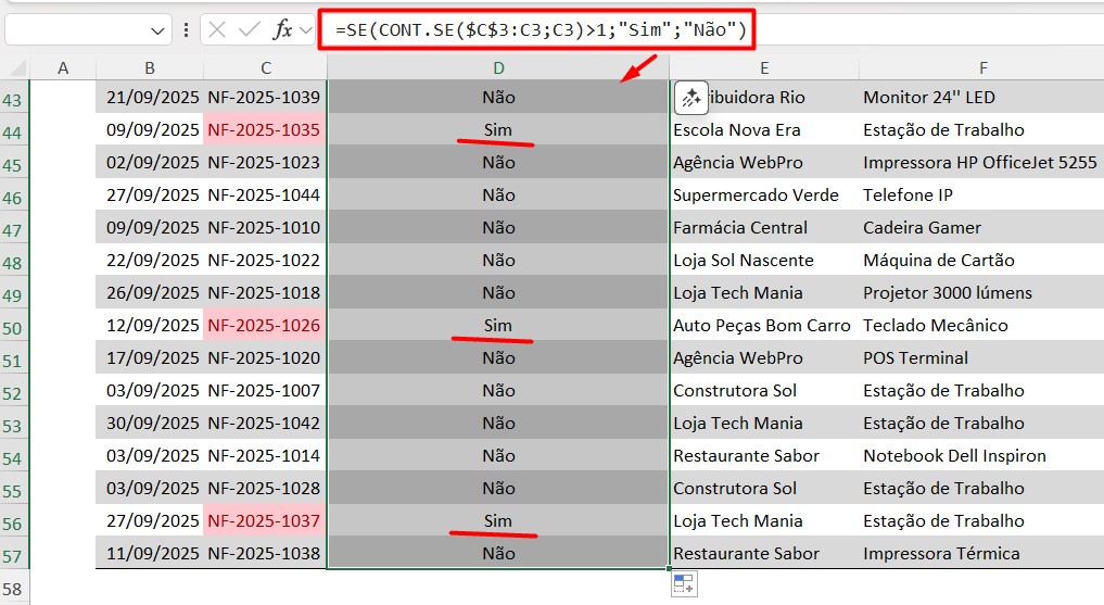 Função SE e CONT.SE no Excel