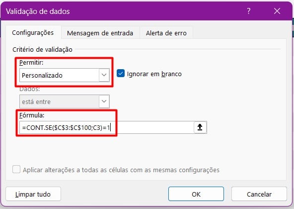 Validação de Dados no Excel