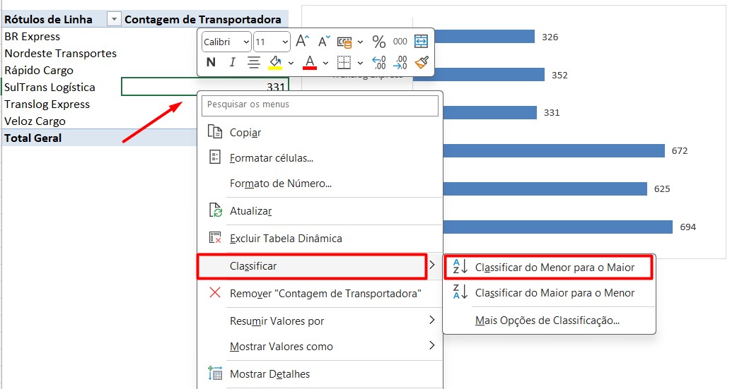 Classificando os Dados no Excel