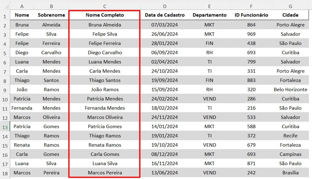 Preenchimento Relâmpago no Excel