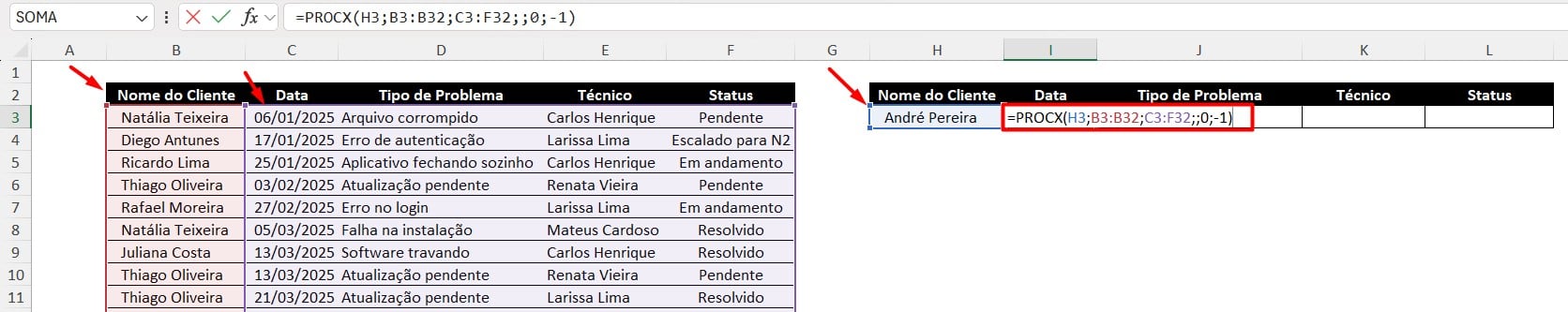 Aplicando a Função PROCX no Excel