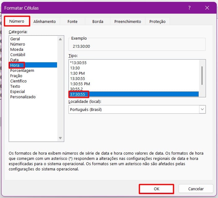 Formatando Horário no Excel